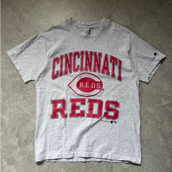90s Vintage Cincinnati Reds Heather Gray Champion T Shirt Size M - Picture 1 of 5
